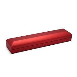 Brique Rouge Boîtes à bijoux de collier en plastique rectangle, avec des lumières de velours et dirigés, firebrick, 23x5.5x3.5 cm