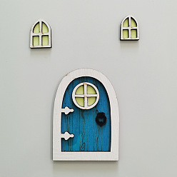 Озёрно--синий Миниатюрная светящаяся деревянная дверь и окно, светящиеся в темноте аксессуары для строительства кукольного домика, Плут синий, 5x100 мм