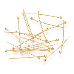 Настоящее золото 18K Контакты латунь шаровой головкой, долговечный, реальный 18 k позолоченный, 22 датчик, 25x0.6 мм, Руководитель: 1.8 mm, 650 шт / мешок.