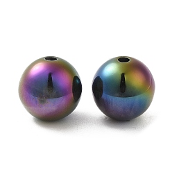 Colorful Iridescent Opaque Resin Beads, Candy Beads, Round, Colorful, 12x11.5mm, Hole: 2mm