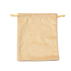 пшеница Бархатные мешочки для хранения украшений на шнурке, прямоугольные, цвет пшеницы, 9.5x7x0.5 см