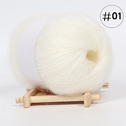 Old Lace 25g Angora Mohair Wool & Acrylic Fiber Knitting Yarn, for Shawl Scarf Doll Crochet Supplies, Round, Old Lace, 1mm