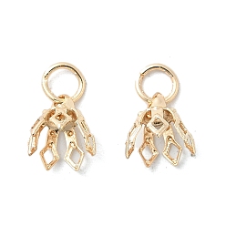 Настоящее золото 14K Латунная филигранная крышка для бусин, 7-лепесток, реальный 14 k позолоченный, 8x8 мм, отверстие : 3 мм