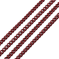 Dark Red Electrophoresis Iron Twisted Chains, Unwelded, with Spool, Bright Color, Oval, Dark Red, 3x2.2x0.6mm