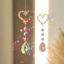 Heart K9 Glass Big Pendant Decorations, Hanging Sun Catchers, Crystal Teardrop Prism Rainbow Maker for Ceiling Chandelier, Window, Garden, Heart, 370~420mm
