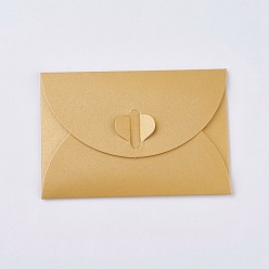 Goldenrod Retro Colored Pearl Blank Mini Paper Envelopes, Wedding Party Invitation Envelope, DIY Gift Envelope, Heart Closure Envelopes, Rectangle, Goldenrod, 7.2x10.5cm