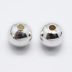 Silver 925 Sterling Silver Beads, Round, Silver, 6mm, Hole: 1.5~1.6mm, about 32pcs/10g