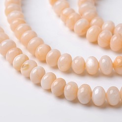 Sandy Brown Dyed Natural Freshwater Shell Rondelle Bead Strands, Sandy Brown, 6x4mm, Hole: 1mm, about 91pcs/strand, 15.6 inch