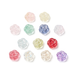 Mixed Color Spray Painted Transparent Glass Beads, Flower, Mixed Color, 15x15x7mm, Hole: 1.4mm