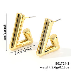 Треугольник Геометрические блестящие пластиковые серьги-гвоздики, золотые, треугольные, 30x23 мм