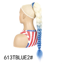 LS19-613TBLUE2# Extension de cheveux synthétiques tressés à trois brins colorés pour coiffure longue queue de cheval des femmes africaines