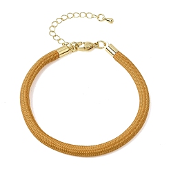 Dark Goldenrod Braided Round Polyester Cord Bracelet Makings, with Brass Findings and 202 Stainless Steel Lobster Claw Clasps, Golden, Dark Goldenrod, 7.28 inch(18.5cm)