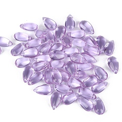 Prune 5pcs perles de verre tchèques transparentes, top foré, larme, prune, 14x8mm, Trou: 1mm