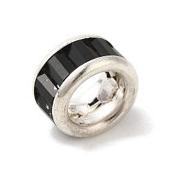 Черный Стойки обшивки латунные бусины, со стеклом, долговечный, без кадмия и без свинца, чёрные, 9.5x5.5 мм, отверстие : 4 мм