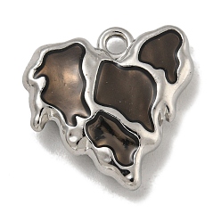 Черный Подвески из эмали и сплава, без кадмия, без никеля и без свинца, шарма сердца, платина, чёрные, 16.5x16.5x4 мм, отверстие : 1.6 мм