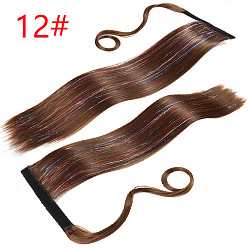 12# Волшебная лента, обернутая золотистыми прямыми волосами, наращивание хвоста с объемом и естественным видом для женщин