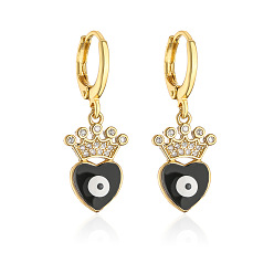 43030 Elegant French-style Gold-plated Zircon Oil Drop Heart Earrings for Women
