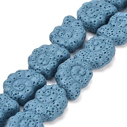 Небесно-голубой Бусы из натуральной лавы, окрашенные, спиральная оболочка, голубой, 16~17x13x6.5 мм, отверстие : 1.2 мм, около 26 шт / нитка, 16.34~16.54'' (41.5~42 см)