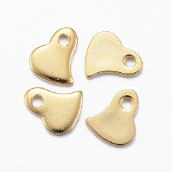 Golden 201 Stainless Steel Charms, Stamping Blank Tag, Heart, Golden, 6.5x5.5x1mm, Hole: 1mm
