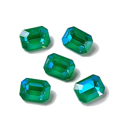 Fern Green Mocha Style Glass Rhinestone Cabochons, Pointed Back, Rectangle, Fern Green, 8x6x4mm