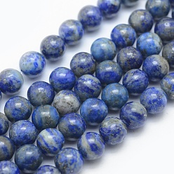 Lapis Lazuli Natural Lapis Lazuli Beads Strands, Round, 8mm, Hole: 1mm, about 48pcs/strand, 15.35 inch(39cm)
