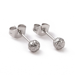 Stainless Steel Color 304 Stainless Steel Ball Stud Earrings for Women, Stainless Steel Color, 15x4mm, Pin: 0.9mm