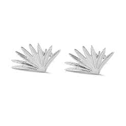 Stainless Steel Color 304 Stainless Steel Grass Stud Earrings for Women, Stainless Steel Color, 25x15mm, Pin: 0.7mm