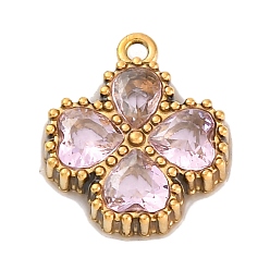 Бледно-Розовый 304 кубический стальные подвески из нержавеющей диоксида циркония, , ионное покрытие (ip), реальный 18 k позолоченный, розовый жемчуг, 13.5x11.5x3 мм, отверстие : 1.2 мм