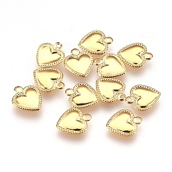 Real 18K Gold Plated 304 Stainless Steel Pendants, Heart, Real 18k Gold Plated, 10x8x0.5mm, Hole: 1mm