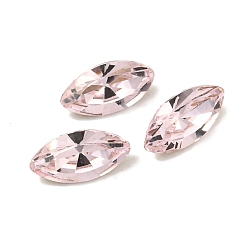 Розовый Стеклянные стразы кабошоны, задние и задние, граненые, лошадиный глаз , светло-розовый, 6x3x2 мм