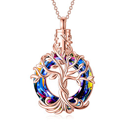 Rose Gold Stainless Steel Pendant Necklaces, Urn Ashes Necklace, Tree of Life, Rose Gold, 21.65 inch(55cm)