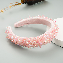 Light pink Colorful Crystal Beaded Headband for Women, Fashionable and Stylish Hair Accessories