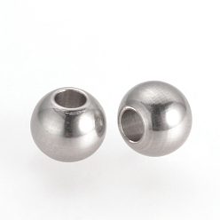 Stainless Steel Color 201 Stainless Steel Spacer Beads, Round, Stainless Steel Color, 6x5mm, Hole: 1.5mm