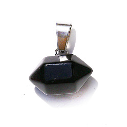 Obsidienne Pendentifs pointus à double borne en obsidienne naturelle, charmes de balle à facettes, 10x16mm