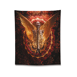Coral Polyester Halloween Skull Wall Hanging Tapestry, for Bedroom Living Room Decoration, Rectangle, Coral, 1500x1000mm