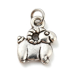 Овца Подвески из тибетского сплава, без кадмия и без свинца, долговечный, Китайские знаки, овца, 15x12x2.5 мм, отверстие : 3.2 мм