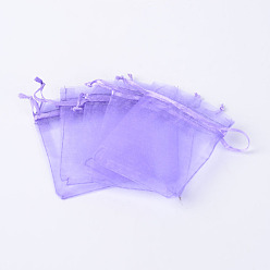 Medium Purple Organza Gift Bags with Drawstring, Jewelry Pouches, Wedding Party Christmas Favor Gift Bags, Medium Purple, 23x17cm