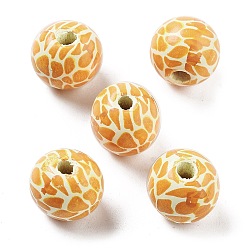 Orange Wood European Beads, Large Hole Beads, Animal Grain, Orange, 15.5~16x14.5mm, Hole: 4mm