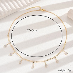 Золотой Элегантные латунные ожерелья с подвеской в виде кисточки с прозрачными кубическими цирконами и геометрической каплей воды для ежедневного ношения женщинами, золотые, 18.50 дюйм (47 см)