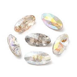 Mixed Color K5 Glass Rhinestone Buttons, Back Plated, Faceted, Oval, Mixed Color, 16x8x6.5mm, Hole: 1mm
