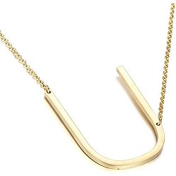 Golden U Stylish 26-Letter Alphabet Necklace for Women - Fashionable European and American Jewelry Accessory