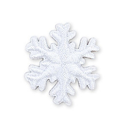 Blanc Thème de noël broderie informatisée polyester auto-adhésif/coudre sur des patchs, accessoires de costumes, appliques, flocon de neige, blanc, 27x25mm