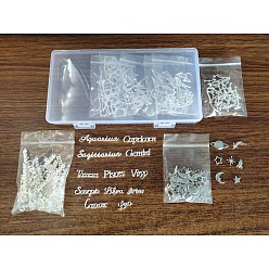 Platinum & Silver Olycraf Alloy Cabochons, for DIY Crystal Epoxy Resin Material Filling, Mixed Shapes, Platinum & Silver, 186pcs/Box