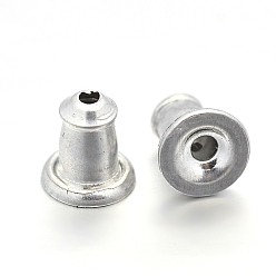 Silver Aluminum Ear Nuts, Earring Backs, Silver, 5x5mm, Hole: 1mm