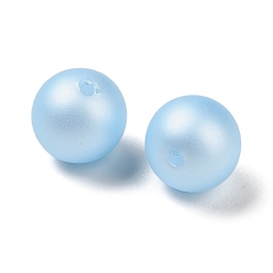 Небесно-голубой Матовые пластиковые бусины с имитацией жемчуга, круглые, голубой, 8 мм, отверстие : 1.4 мм