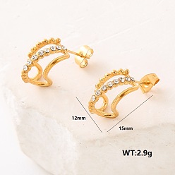 Золотой Серьги-гвоздики из нержавеющей стали, золотые, 15x12 мм