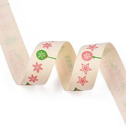 Star Single Face Printed Cotton Ribbons, Christmas Party Decoration, Lime Green, Star Pattern, 5/8 inch(16.5mm), about 2.00 Yards(1.82m)/Roll