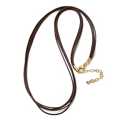 Кокосово-Коричневый 1мм вощеный шнур 5-образное ожерелье, с латунными выводами и 304 застежками из лобстера из нержавеющей стали, золотые, кокосового коричневый, 18.90 дюйм (48 см)