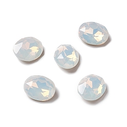 White Opal Opal Style Eletroplate K9 Glass Rhinestone Cabochons, Pointed Back & Back Plated, Oval, White Opal, 10x8x4.5mm