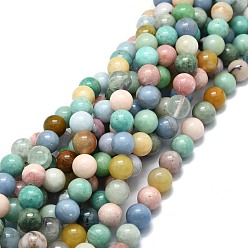 Смешанные камни Природных драгоценных камней смешанного бисер нитей, натуральный амазонит и ангелит, розовый опал и мьянманский нефрит, круглые, 12 мм, отверстие : 1.2 мм, около 33 шт / нитка, 15.55'' (39.5 см)